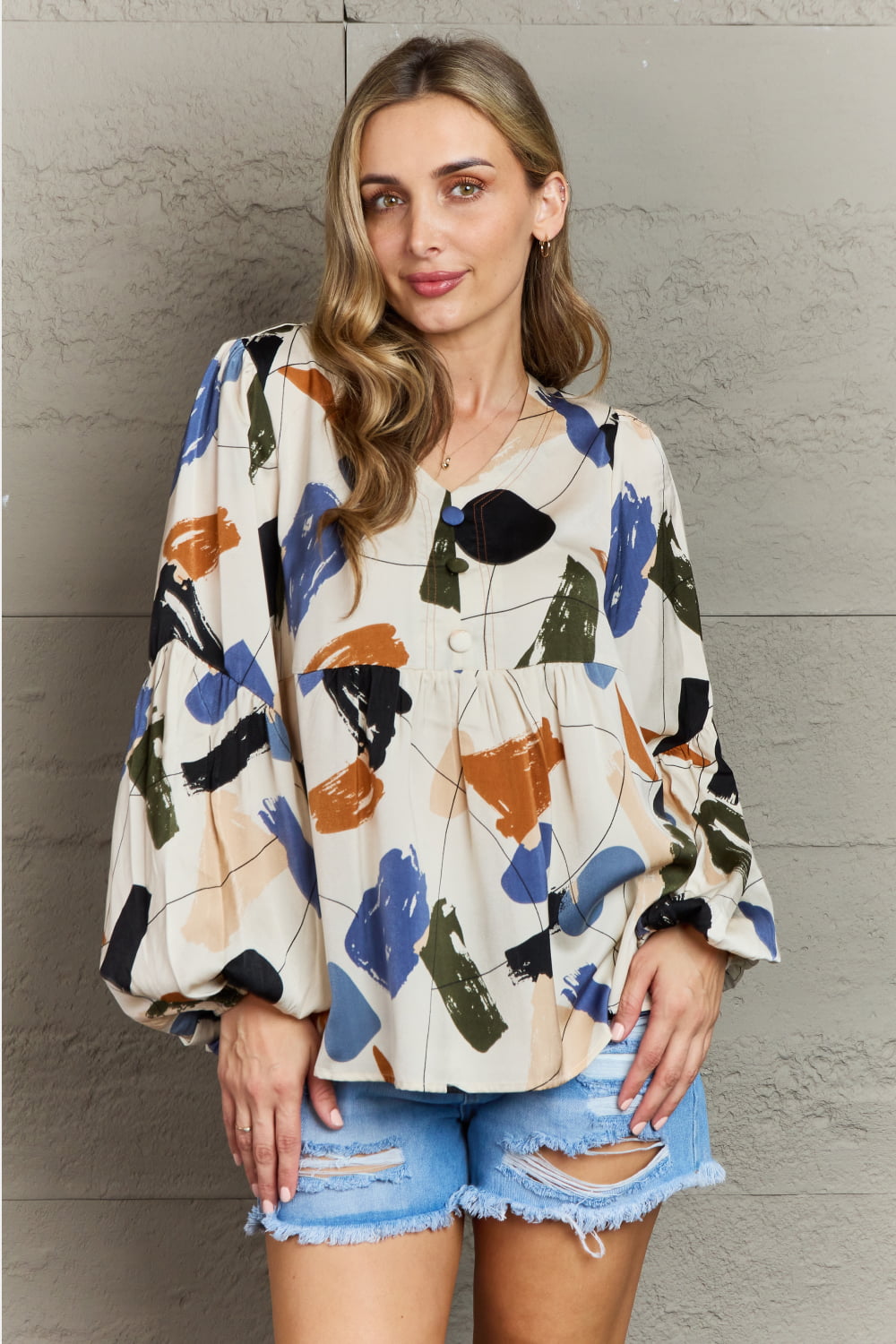 Hailey & Co Wishful Thinking Multi Colored Printed Blouse - Lilixa.store