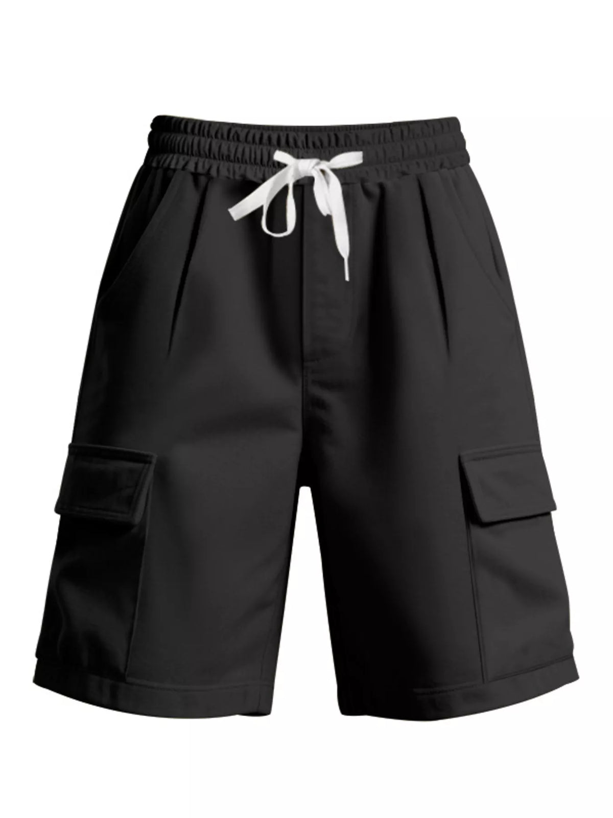 Men's Full Size Drawstring Pocketed Shorts Plus Size in Black