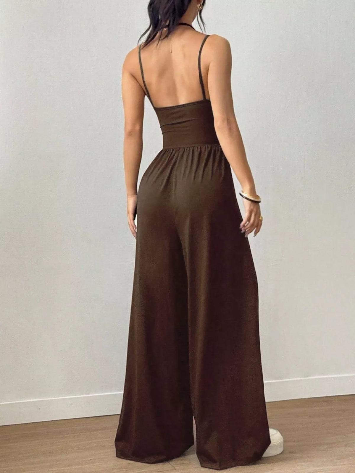 Spaghetti Strap Wide Leg Jumpsuit - Lilixa.store
