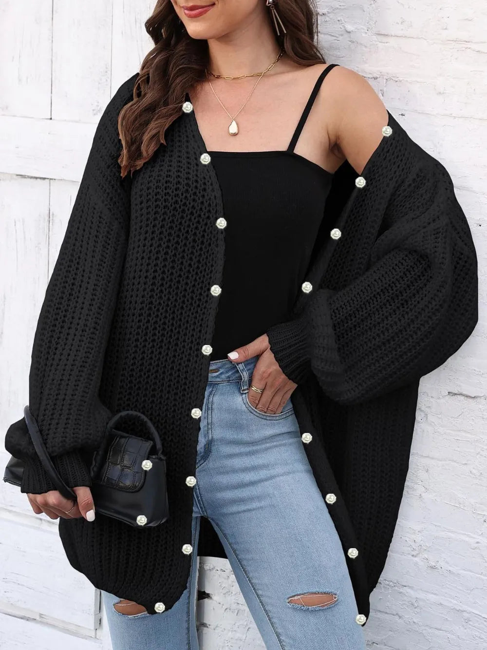 Open Front Long Sleeve Cardigan - Lilixa.store