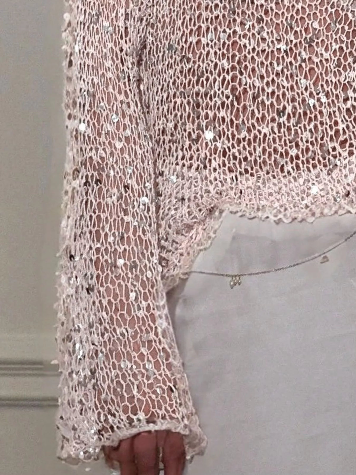 Sequin Long Sleeve Knit Cover Up - Lilixa.store