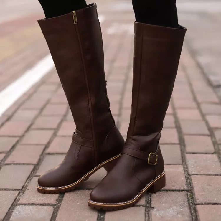 Round Toe Block Heels Boots, view 6