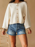 Button-Front Knit Cardigan with Contrast Trim - Lilixa.store