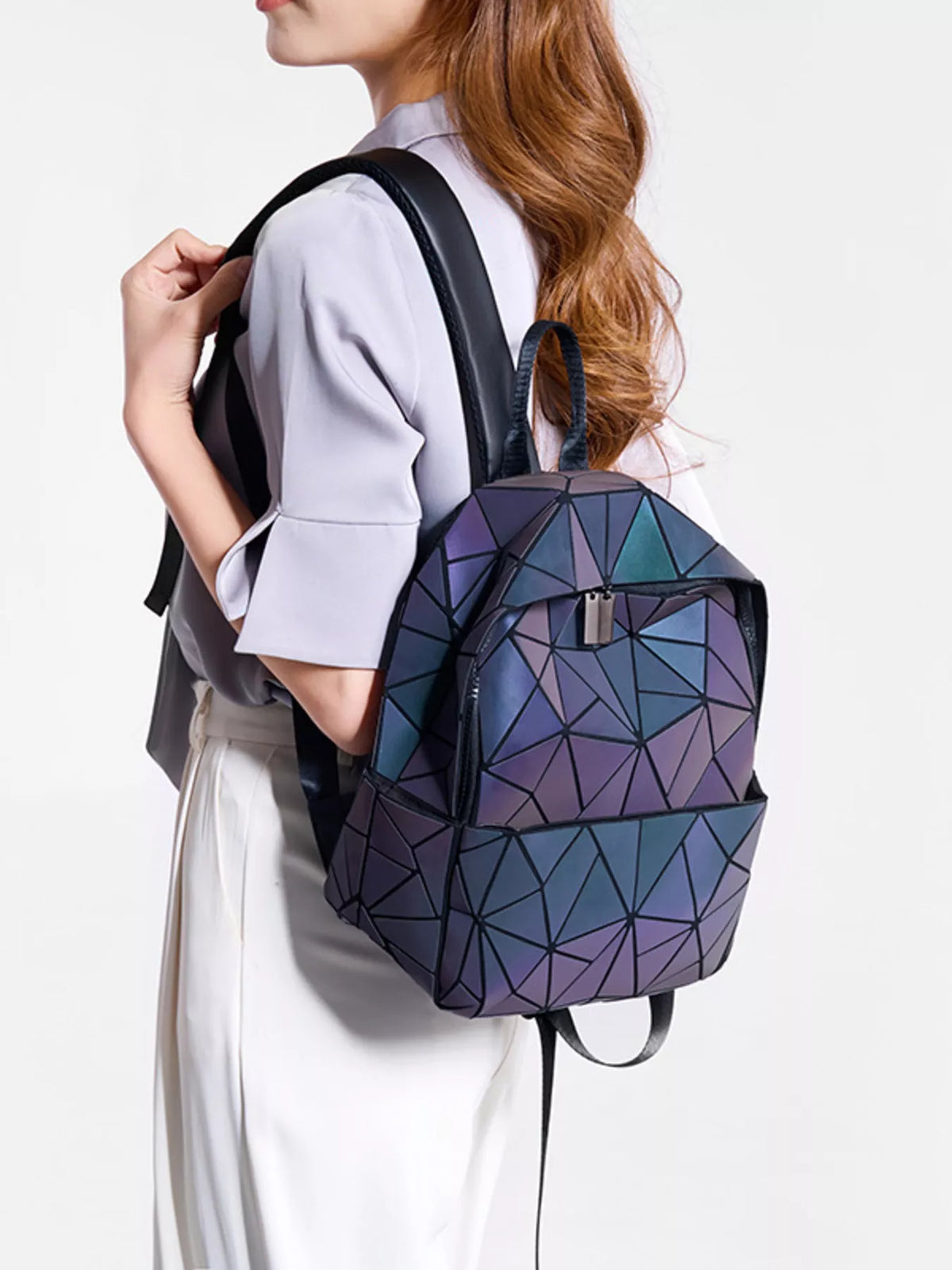Geometric Backpack Bag in Mauve, view 2
