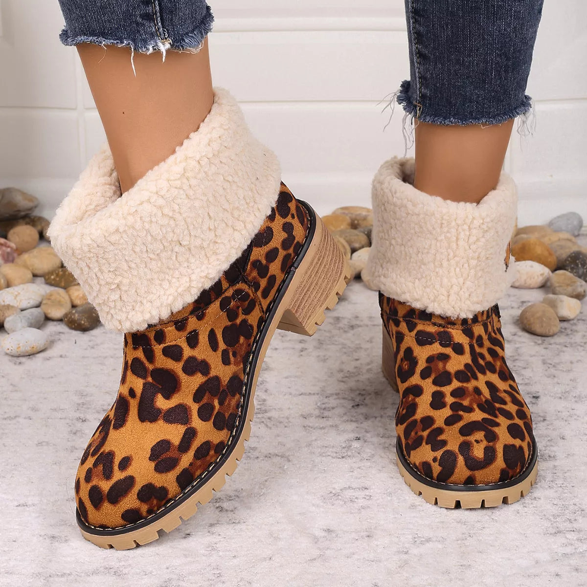 Leopard Print Plush Lined Boots - Lilixa.store