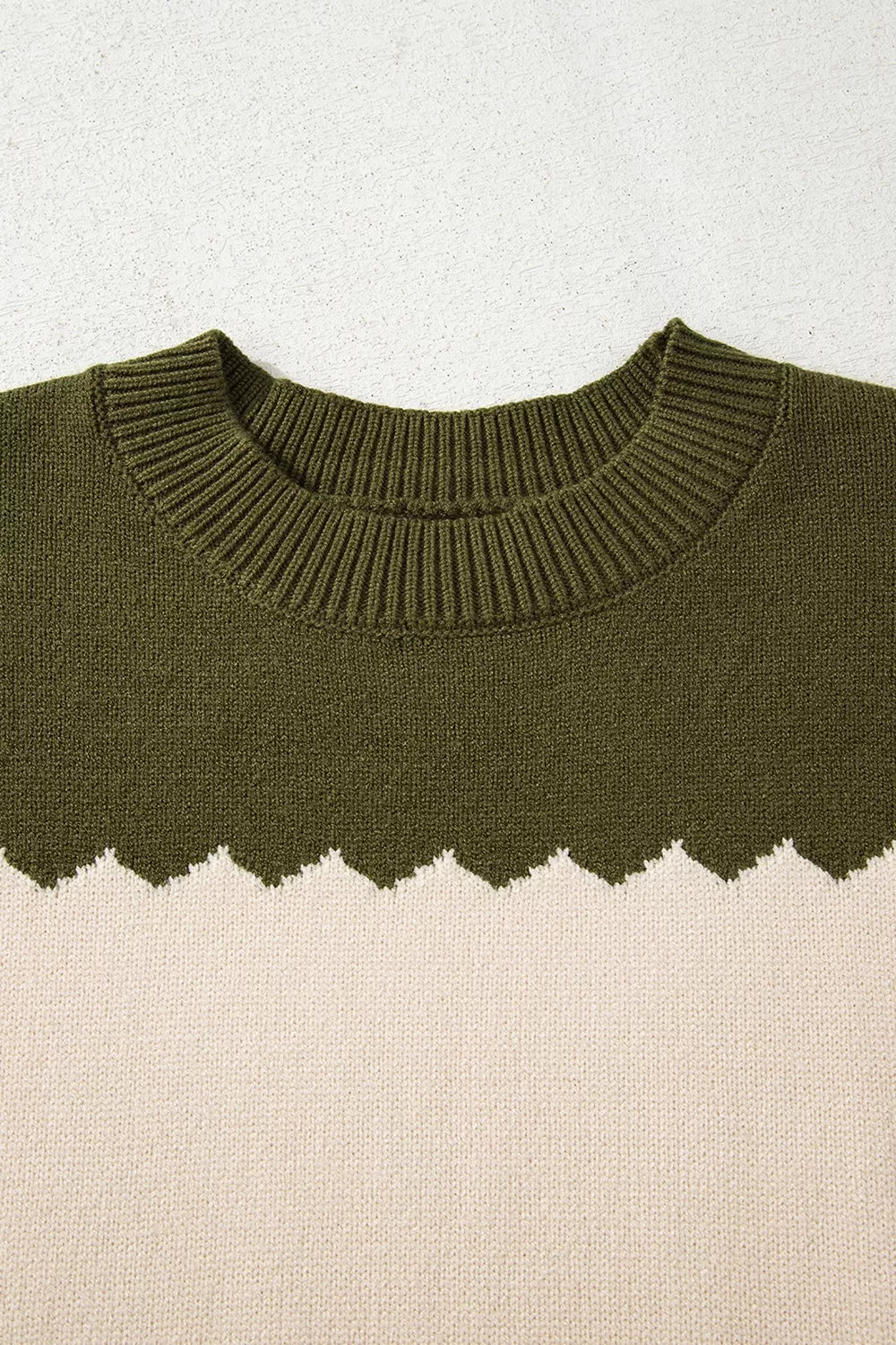 Colorblock Crew Neck Drop Shoulder Sweater