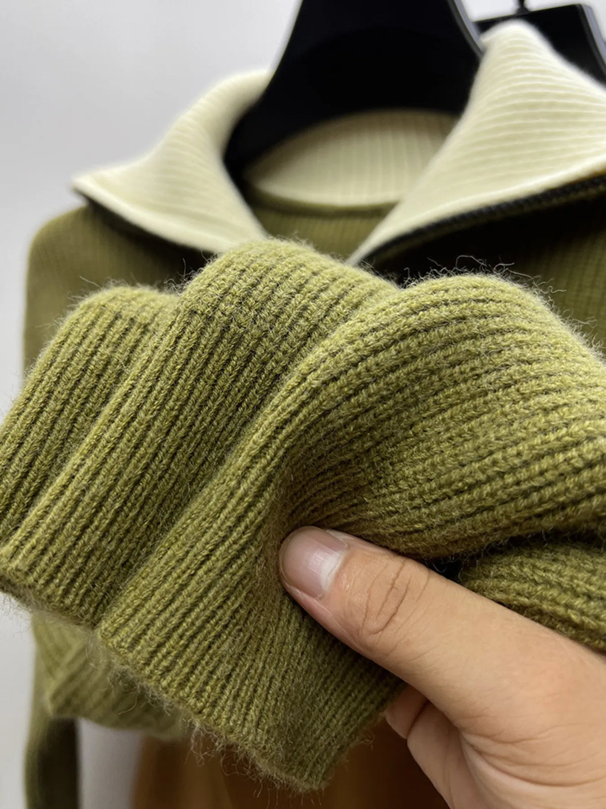 Men's Plus Size Zip Collar Long Sleeve Sweater - Lilixa.store