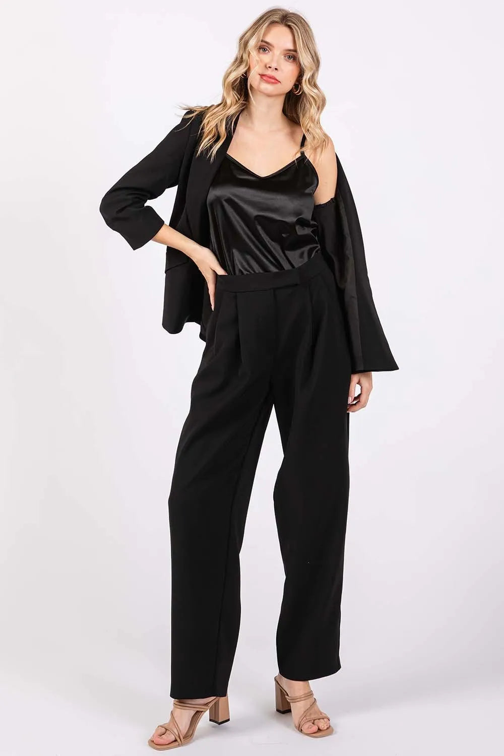 GeeGee High-Waisted Pleated Pants - Lilixa.store