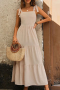 Perfee Tie Shoulder Smocked Tiered Dress - Lilixa.store