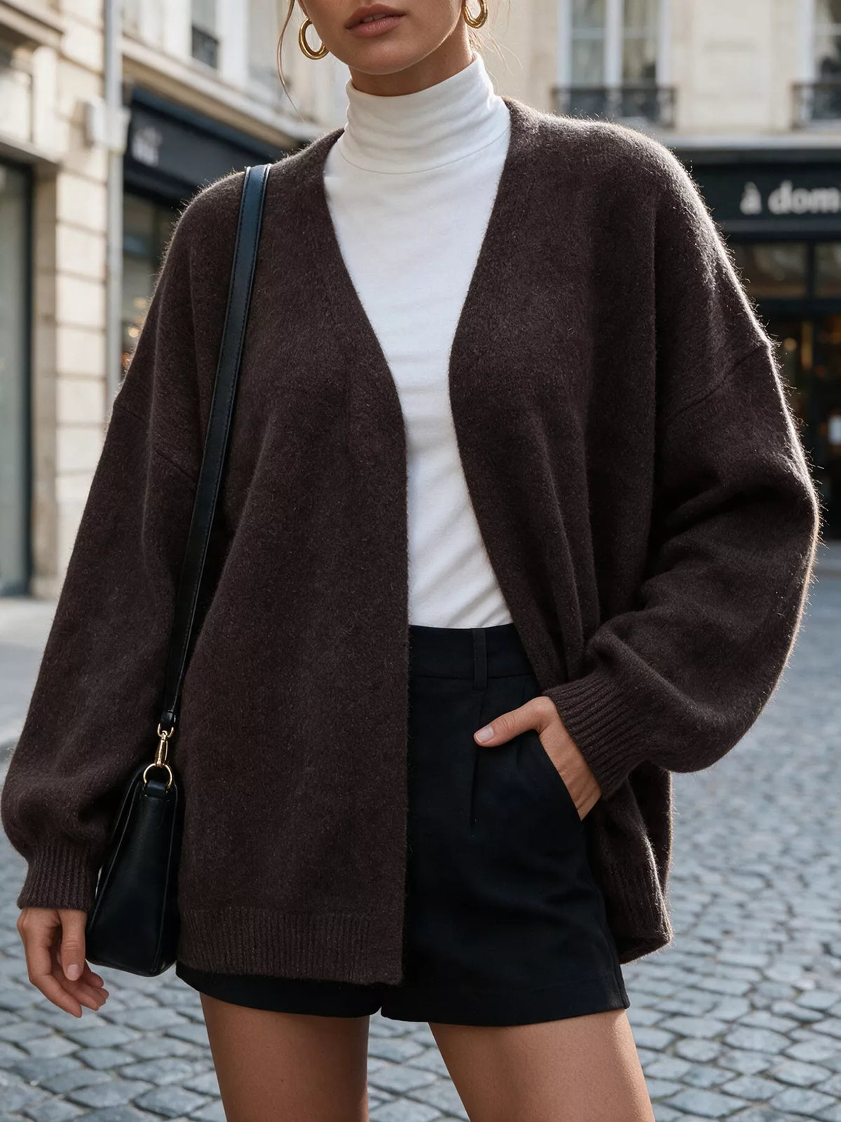 Tie Waist Dropped Shoulder Wrap Cardigan - Lilixa.store