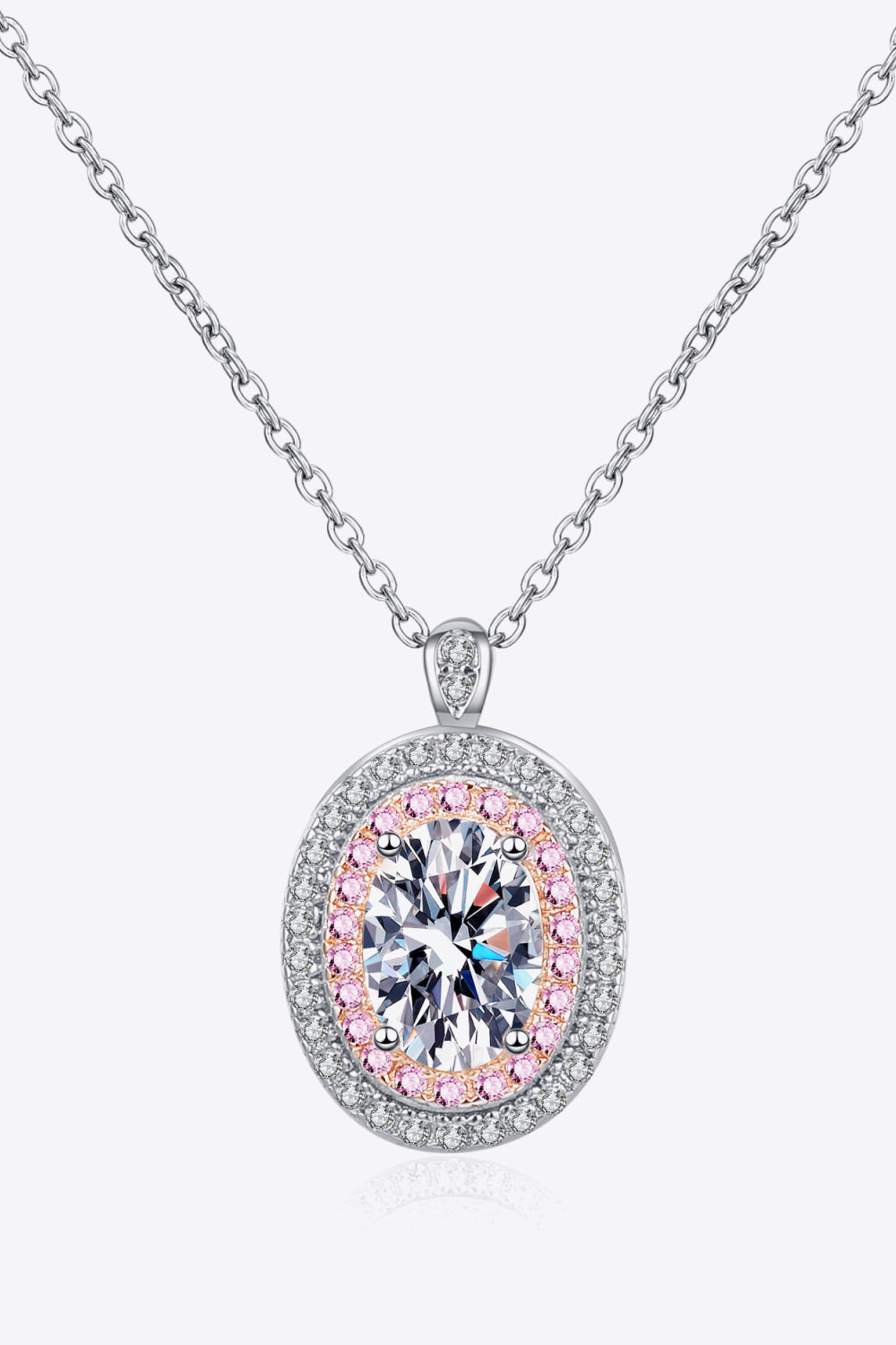 Adored 925 Sterling Silver Rhodium-Plated 1 Carat Moissanite Pendant Necklace, view 2