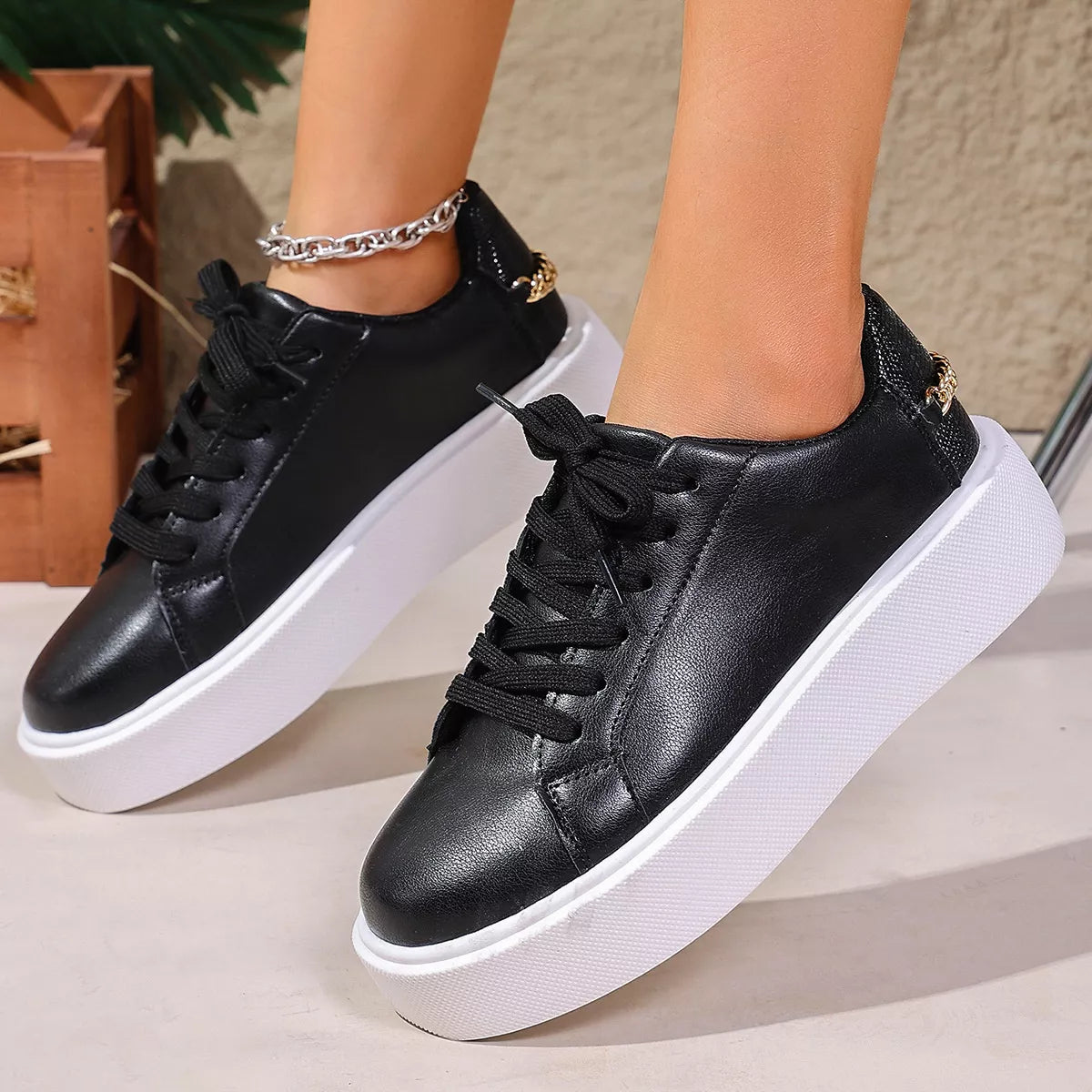 Round Toe Platform Sneakers - Lilixa.store
