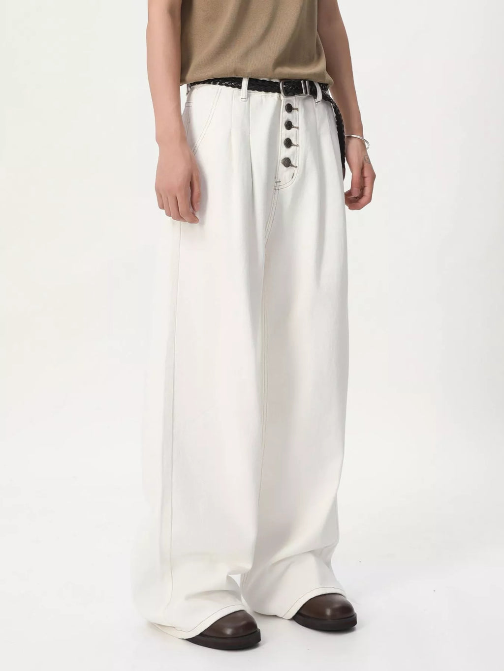 Men's Button-Fly Wide Leg Jeans - Lilixa.store