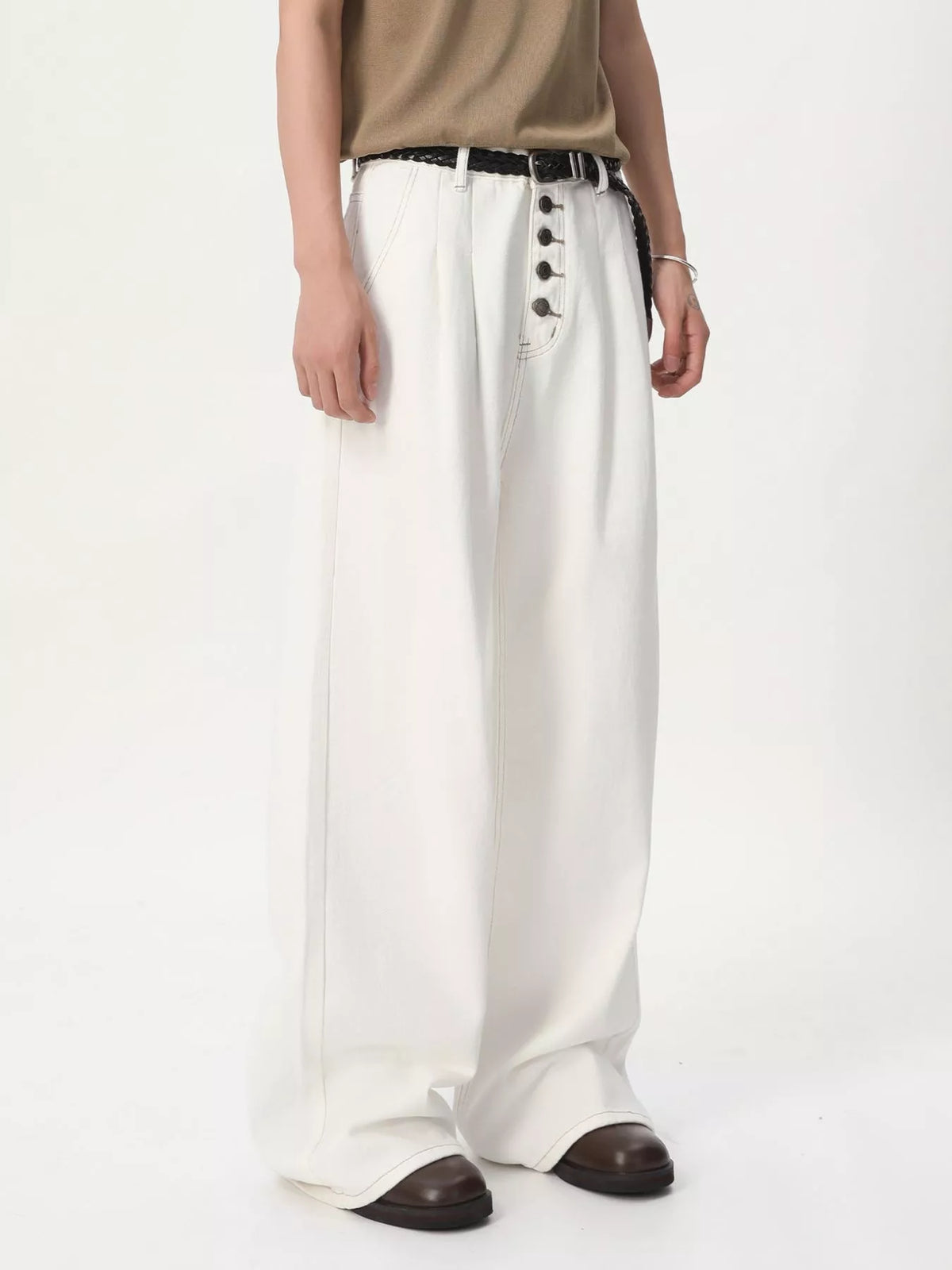 Men's Button-Fly Wide Leg Jeans - Lilixa.store