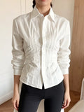 Slim-Fit Ruched Waist Shirt - Lilixa.store