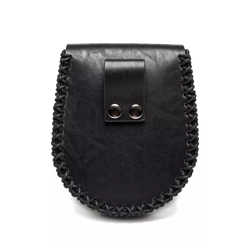 Medieval Faux Leather Belt Coin Pouch in Black, view 6