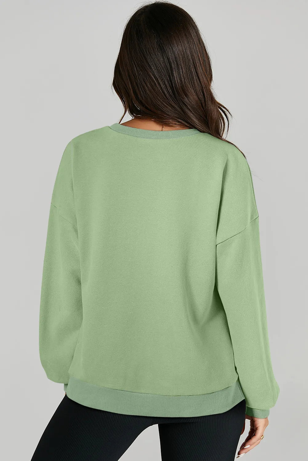 High-Low Round Neck Long Sleeve Sweatshirt - Lilixa.store