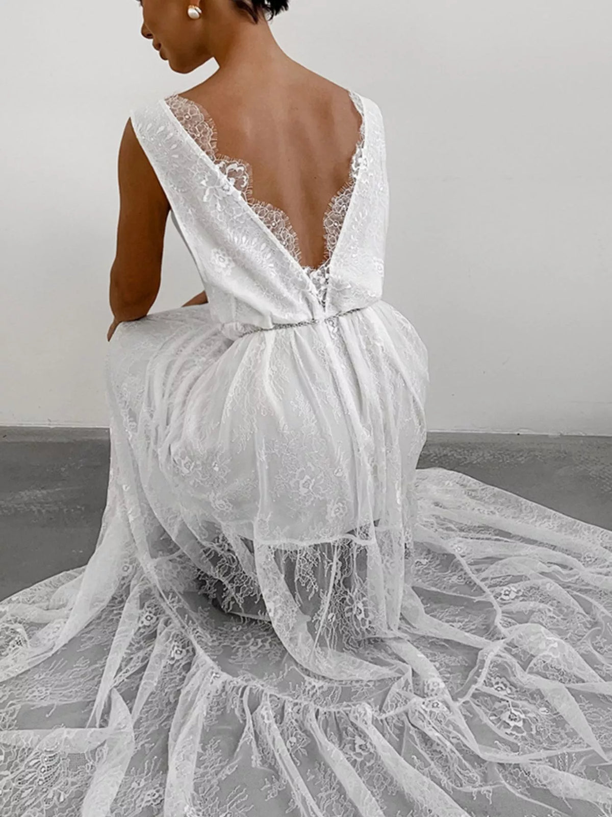 Lace V-Neck Sleeveless Maxi Dress - Lilixa.store