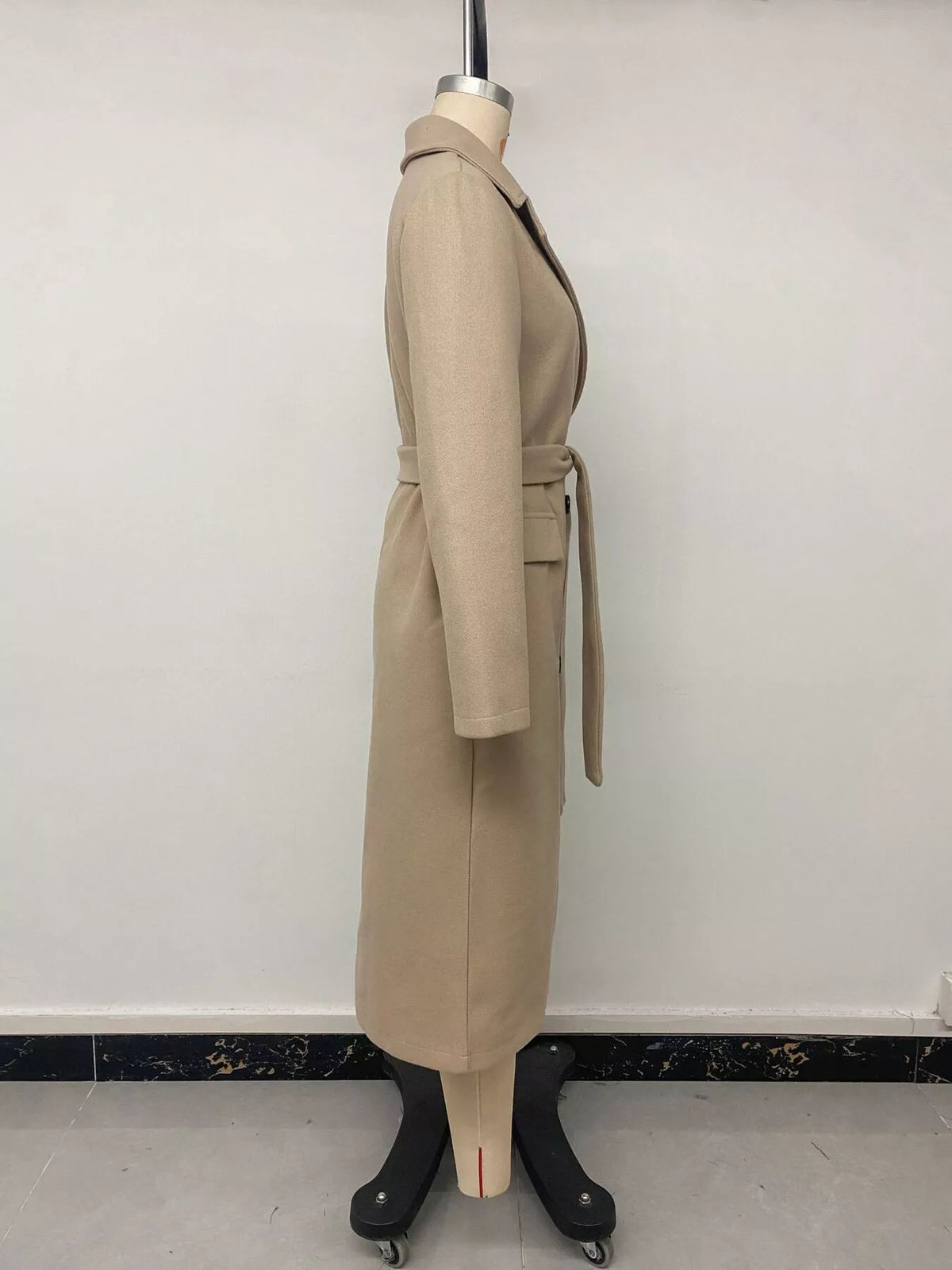 Double-Breasted Lapel Collar Longline Coat - Lilixa.store