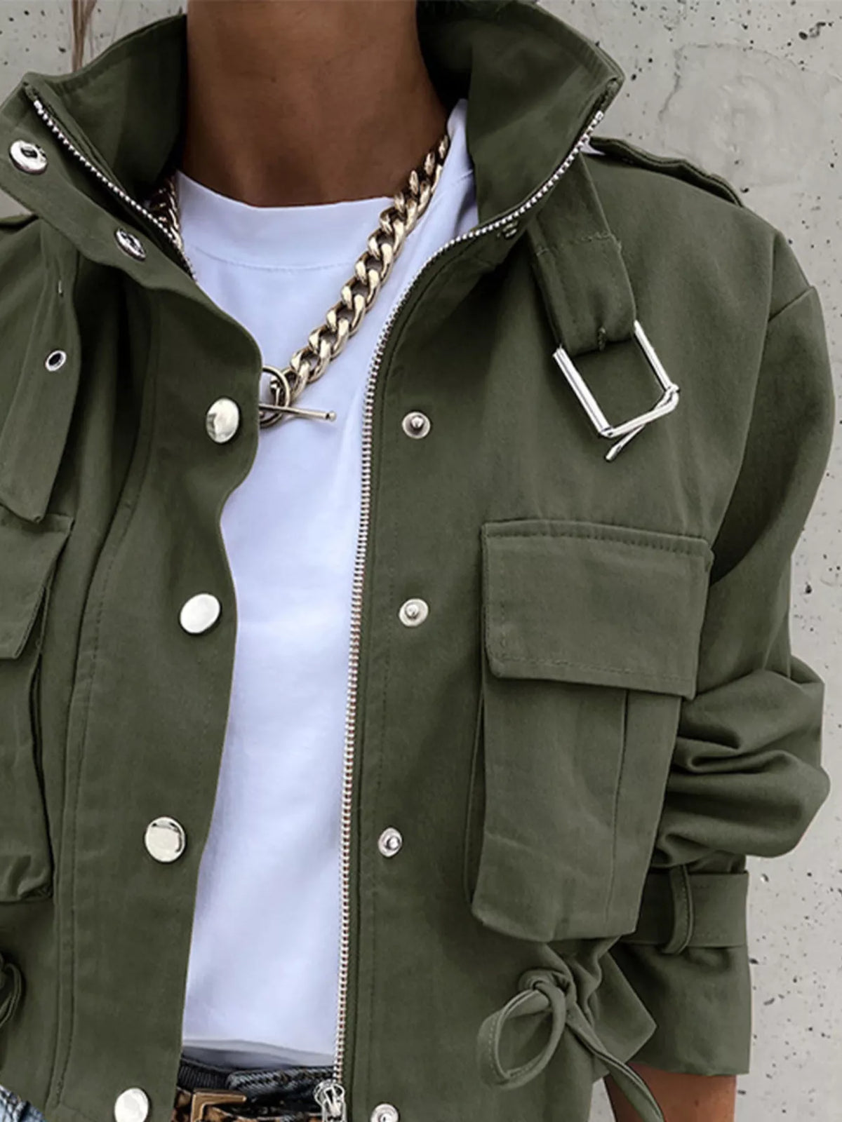 Snap Down Cropped Jacket