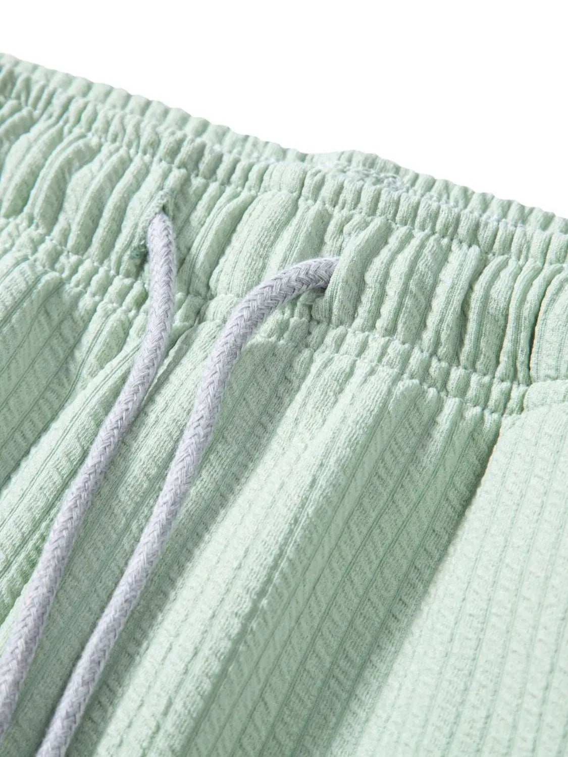 Men's Ribbed Short Sleeve Shirt and Shorts Set in Green, view 14