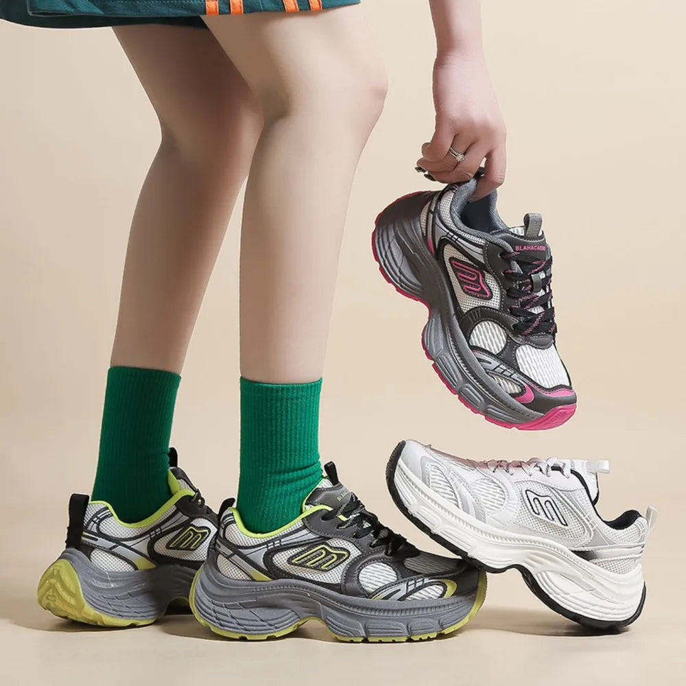 Letter Lace-Up Round Toe Athletic Shoes - Lilixa.store