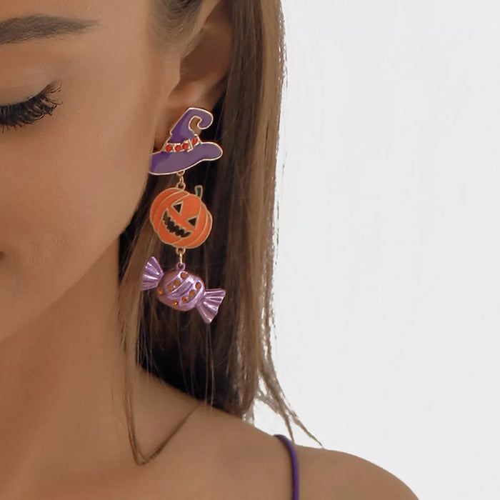 Halloween 18K Gold-Plated Alloy Pumpkin Earrings - Lilixa.store