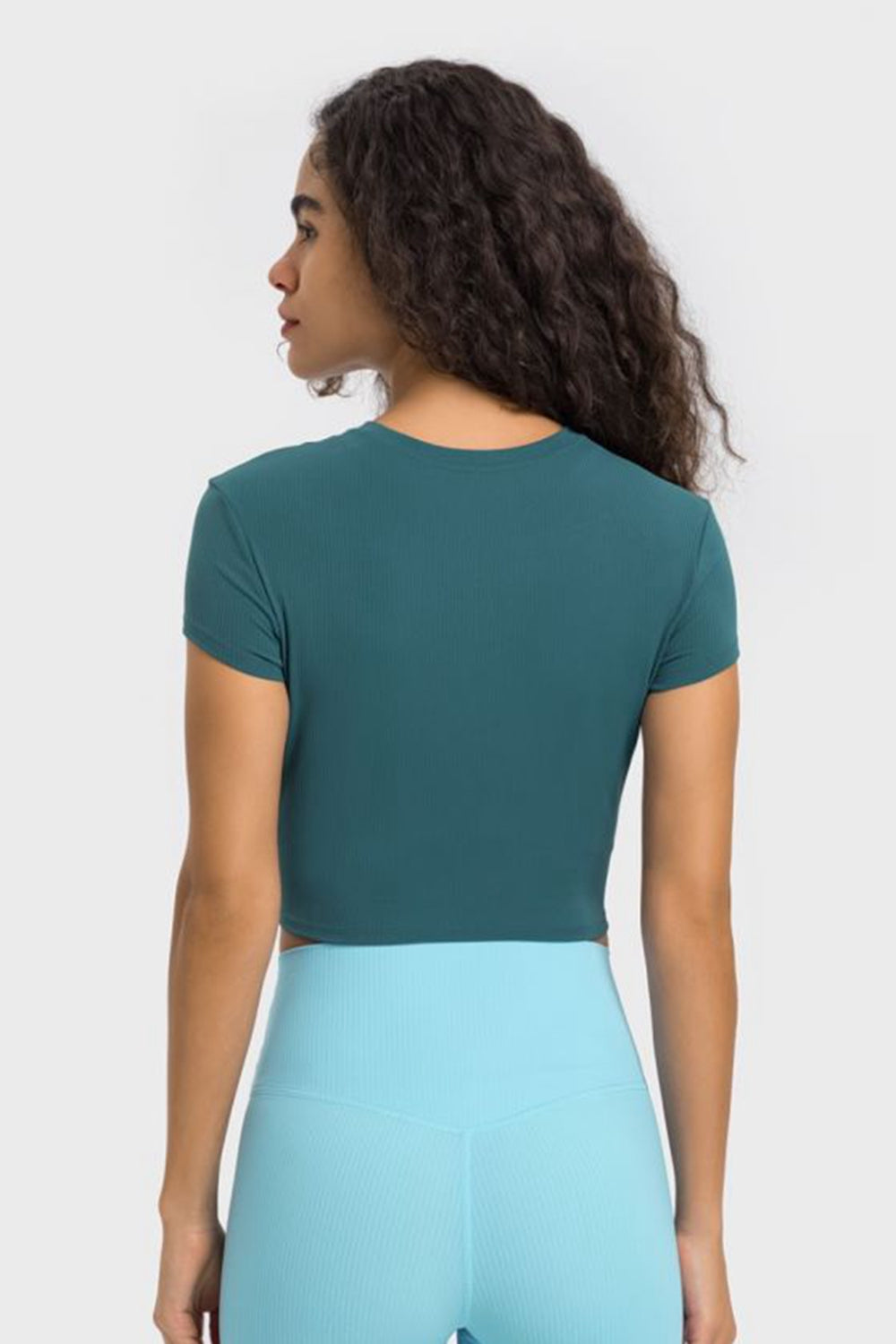 Millennia Round Neck Short Sleeve Cropped Sports T-Shirt - Lilixa.store