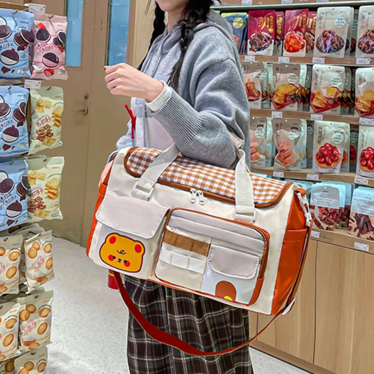 Cartoon Bear Pattern Travel Bag - Lilixa.store