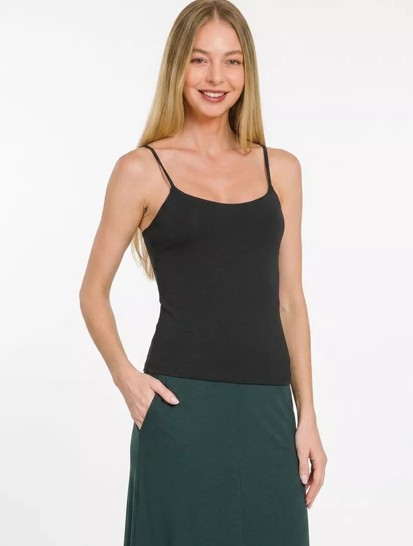 Zenana Double Layered Round Neck Spaghetti Cami - Lilixa.store