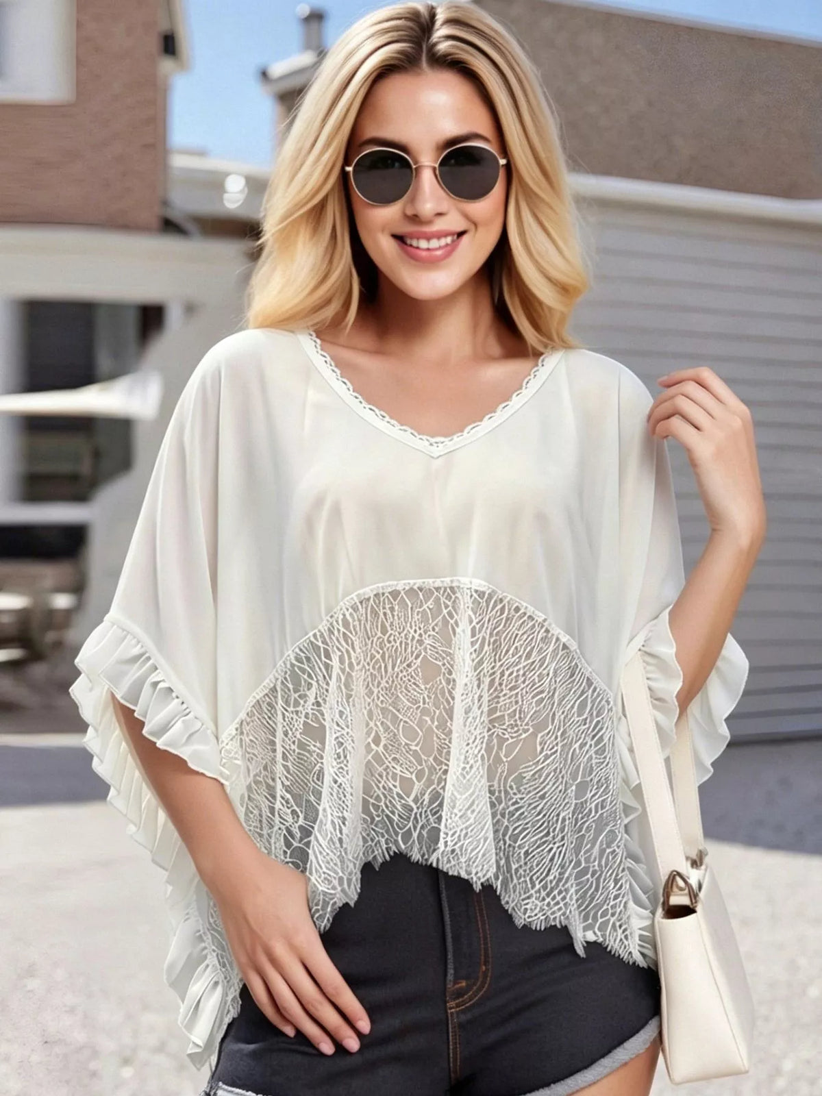 Lace Trim Flowy Cover-Up - Lilixa.store
