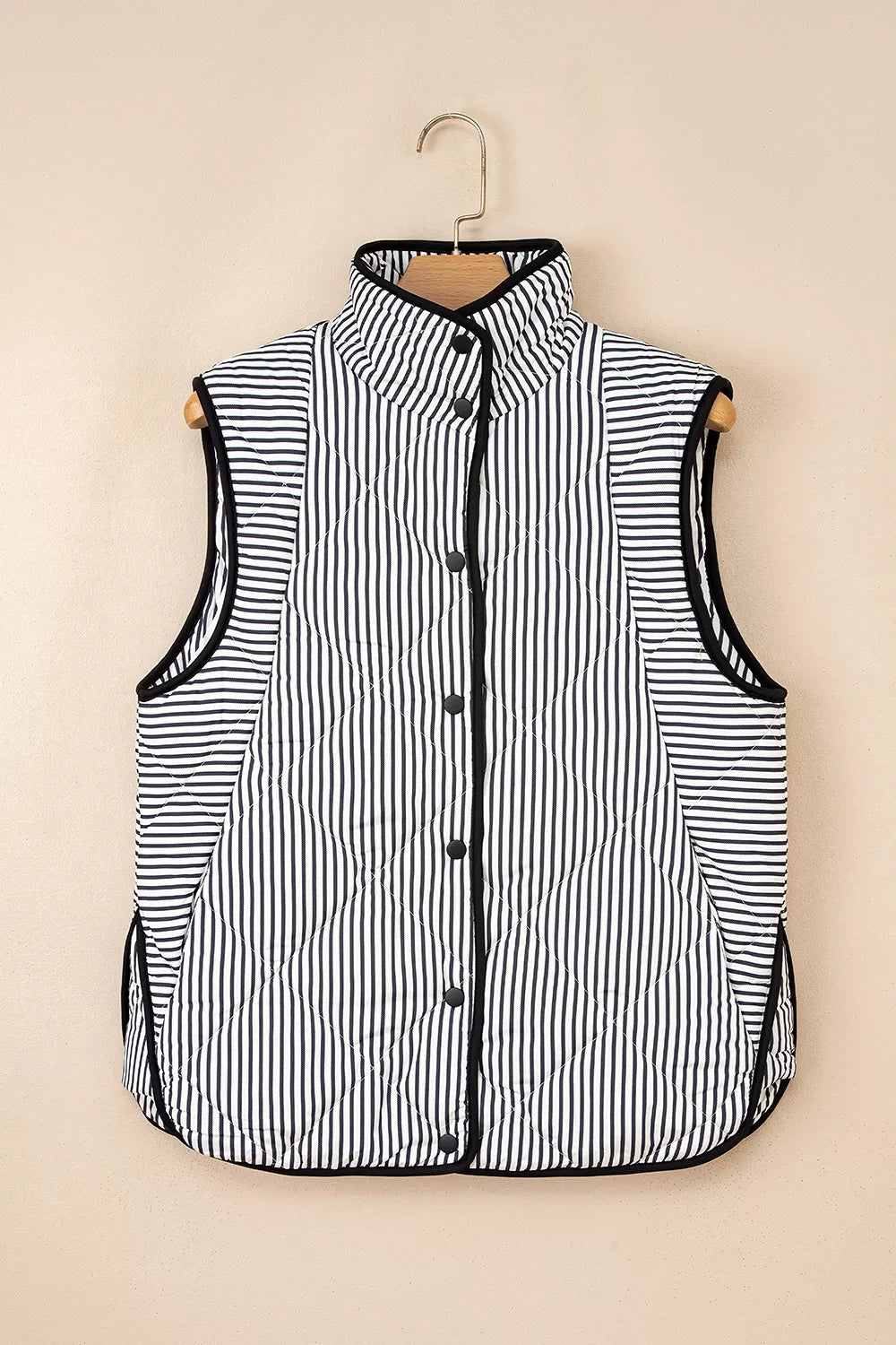 Striped Quilted Vest Coat - Lilixa.store