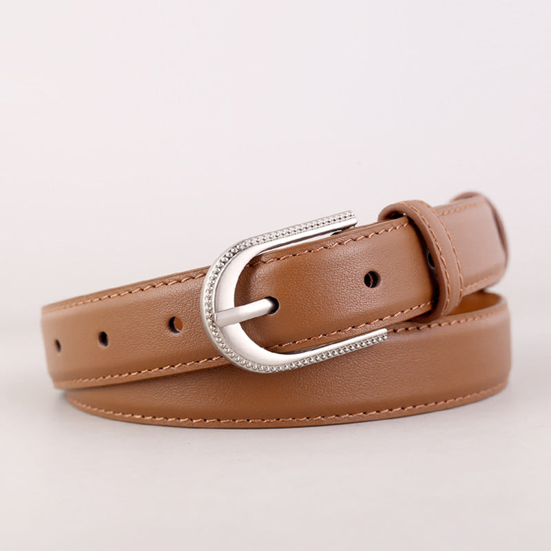 Leather Belt with Rhinestone Buckle - Lilixa.store