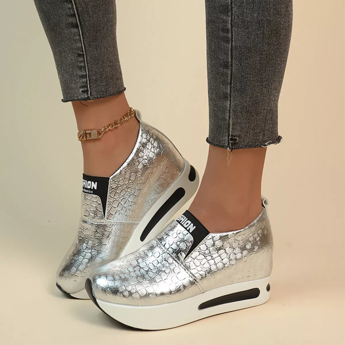 Round Toe Platform Slip-Ons, view 3
