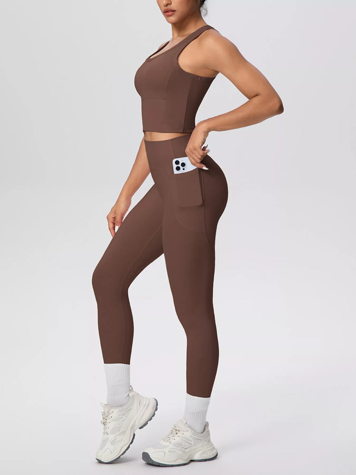Scoop Neck Tank and High-Waisted Leggings Active Set, view 12