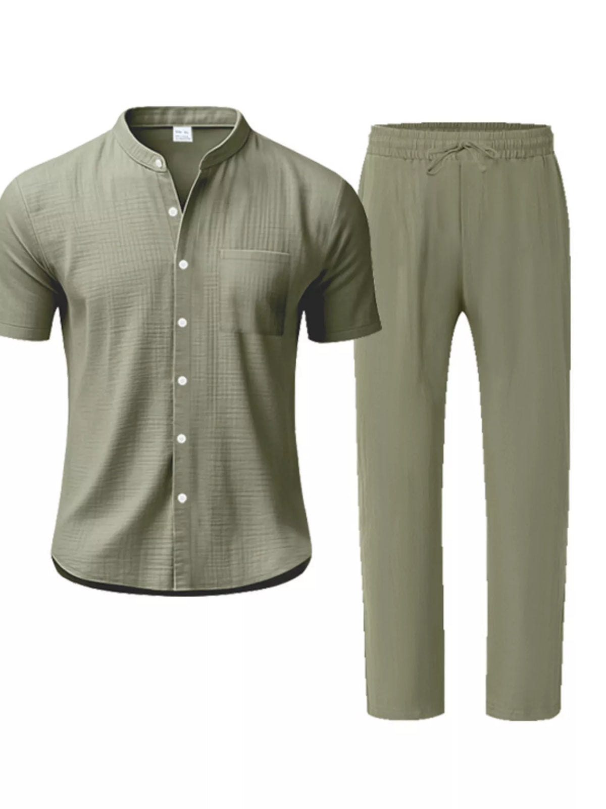 Men's Full Size Casual Button Up Short Sleeve Shirt and Pants Set Plus Size - Lilixa.store