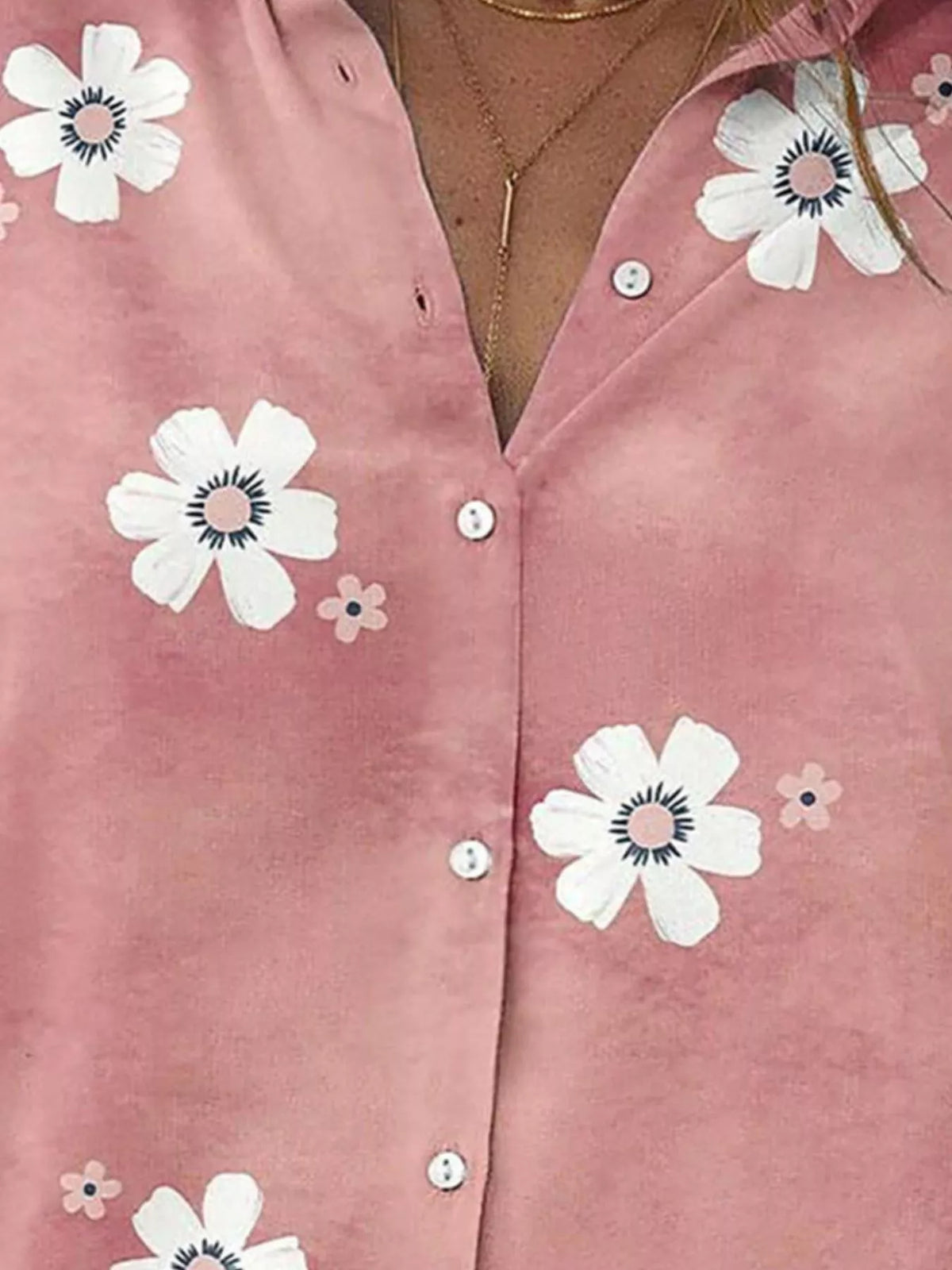 Full Size Floral Print Button-Down Casual Shirt Plus Size