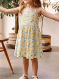 Children's Floral Print Spaghetti Strap Dress - Lilixa.store