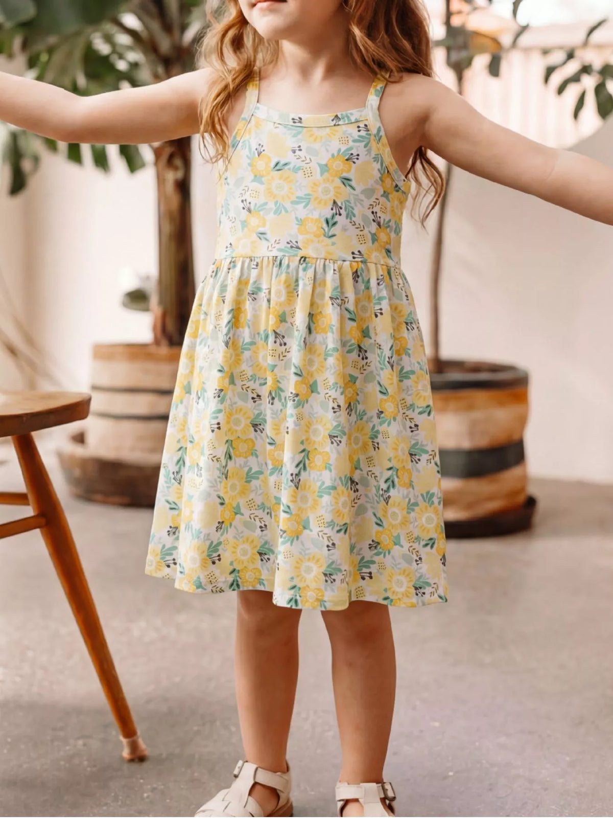 Children's Floral Print Spaghetti Strap Dress - Lilixa.store
