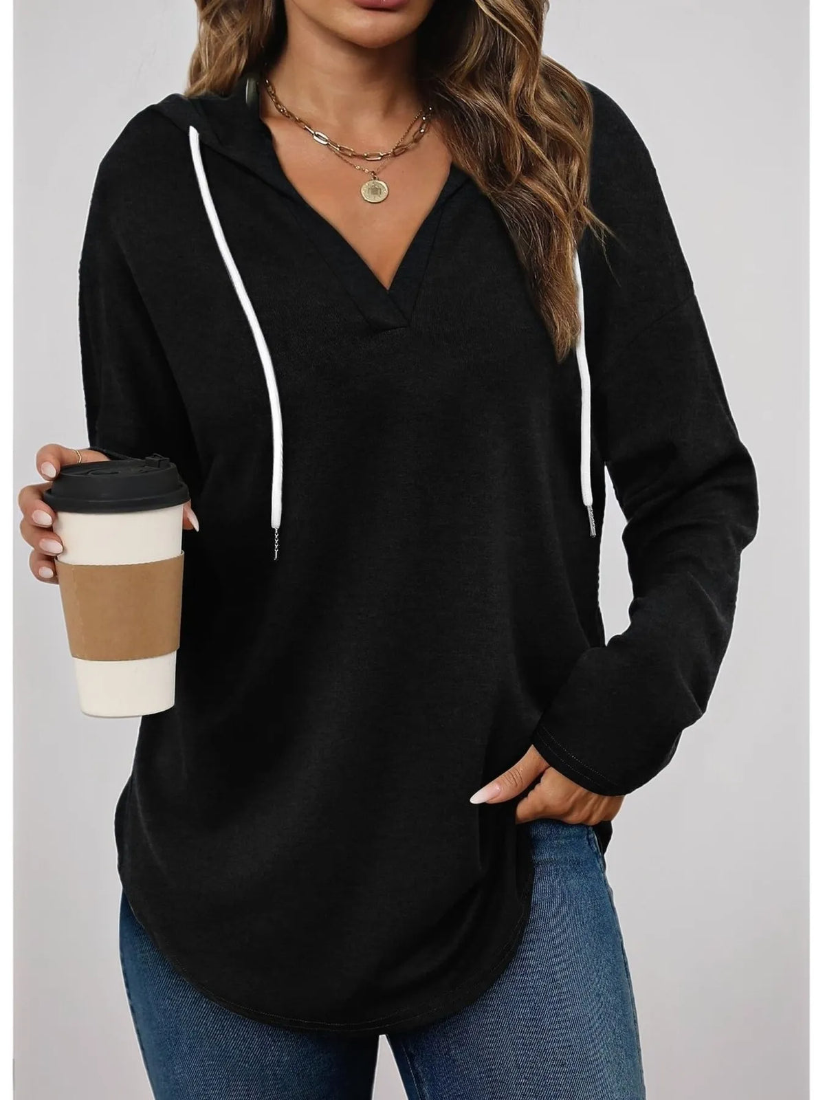 Full Size Drawstring Long Sleeve Hoodie Plus Size - Lilixa.store
