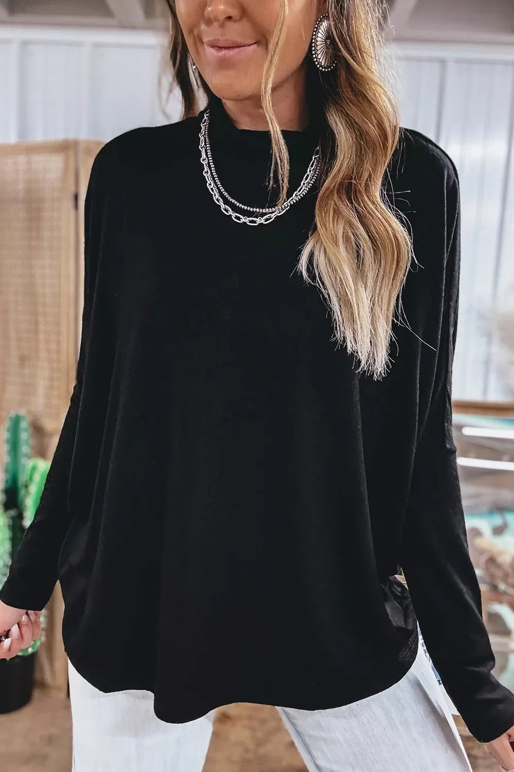 High Neck Long Sleeve Top - Lilixa.store