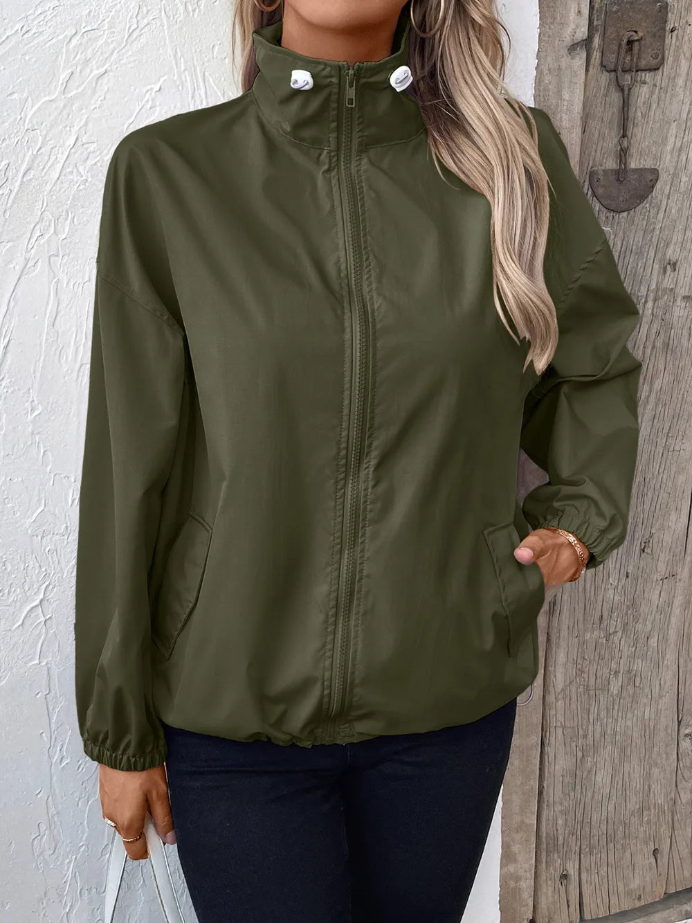 Ivy Lane Pocketed Zip Up Long Sleeve Jacket, view 8