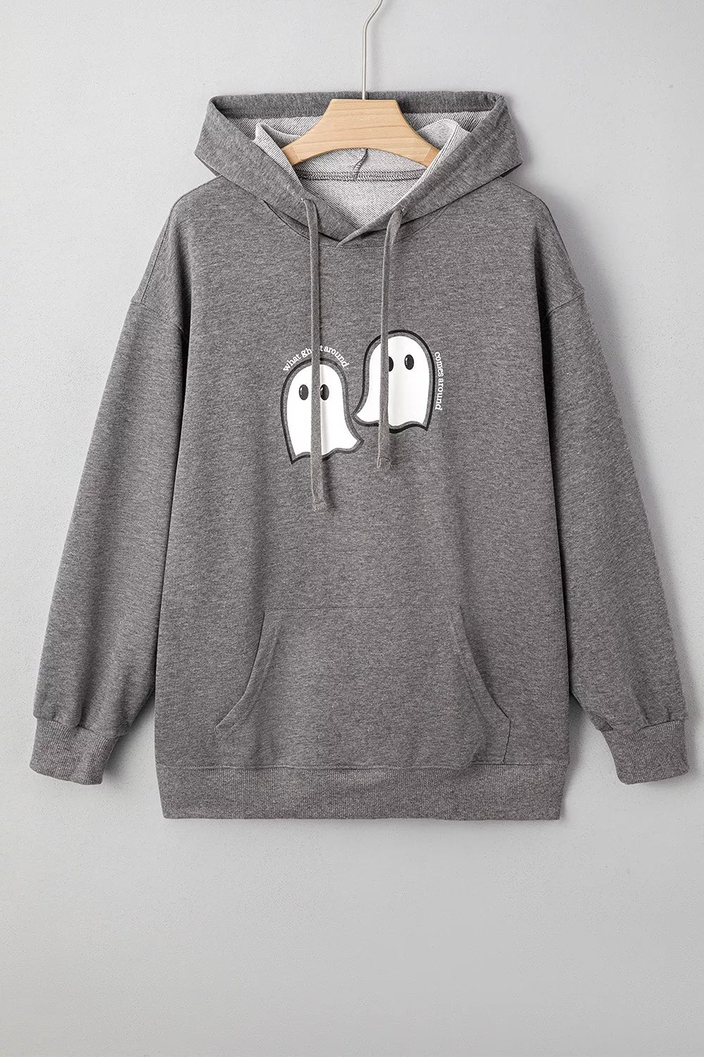 Halloween Ghost Print Mineral Wash Oversize Hoodie - Lilixa.store