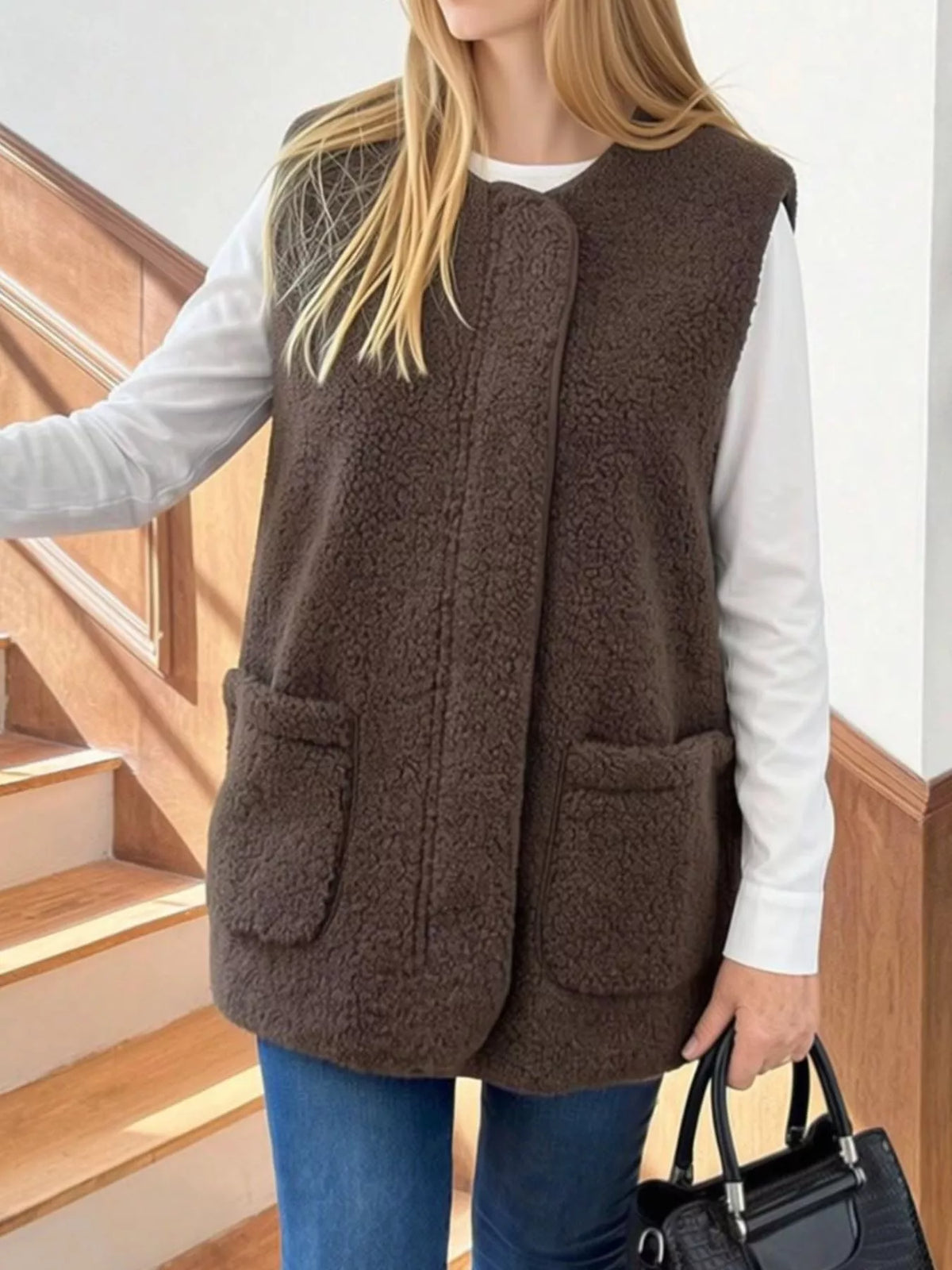 Sherpa Sleeveless Vest Coat - Lilixa.store