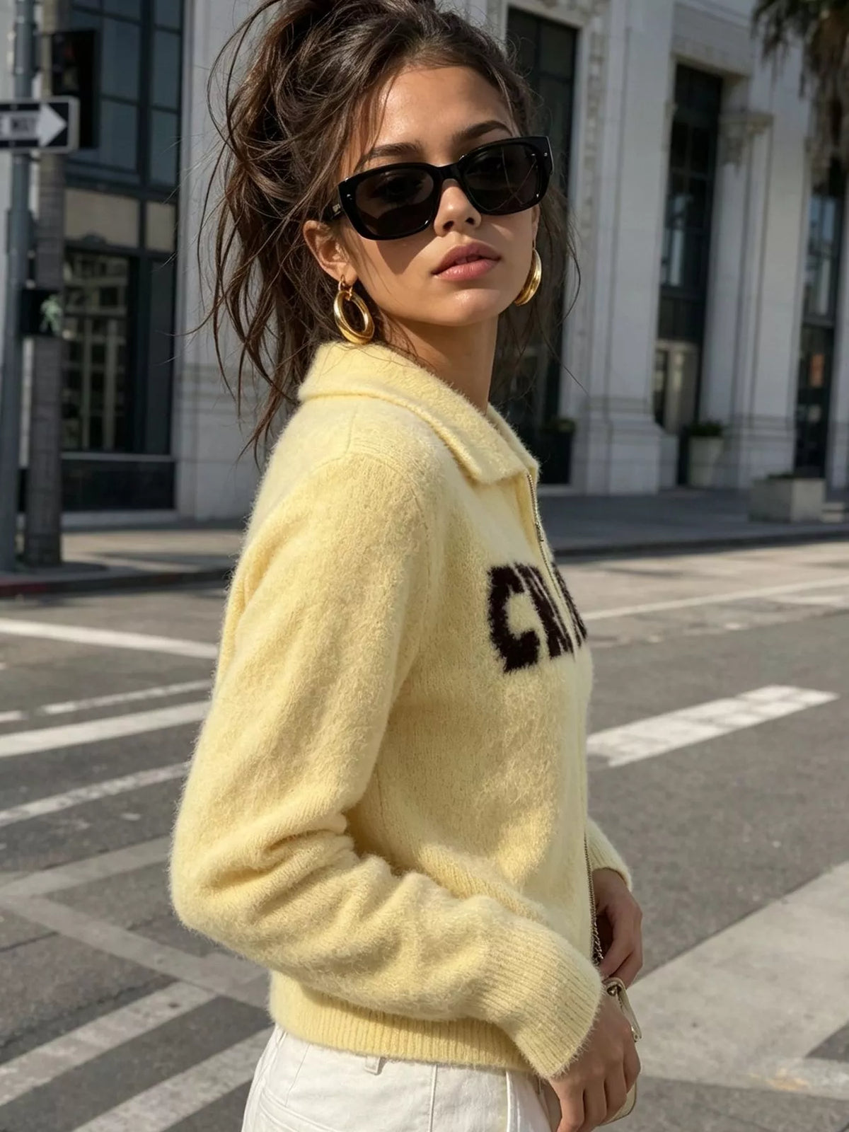 Fuzzy Letter Zip-Up Cardigan, view 27