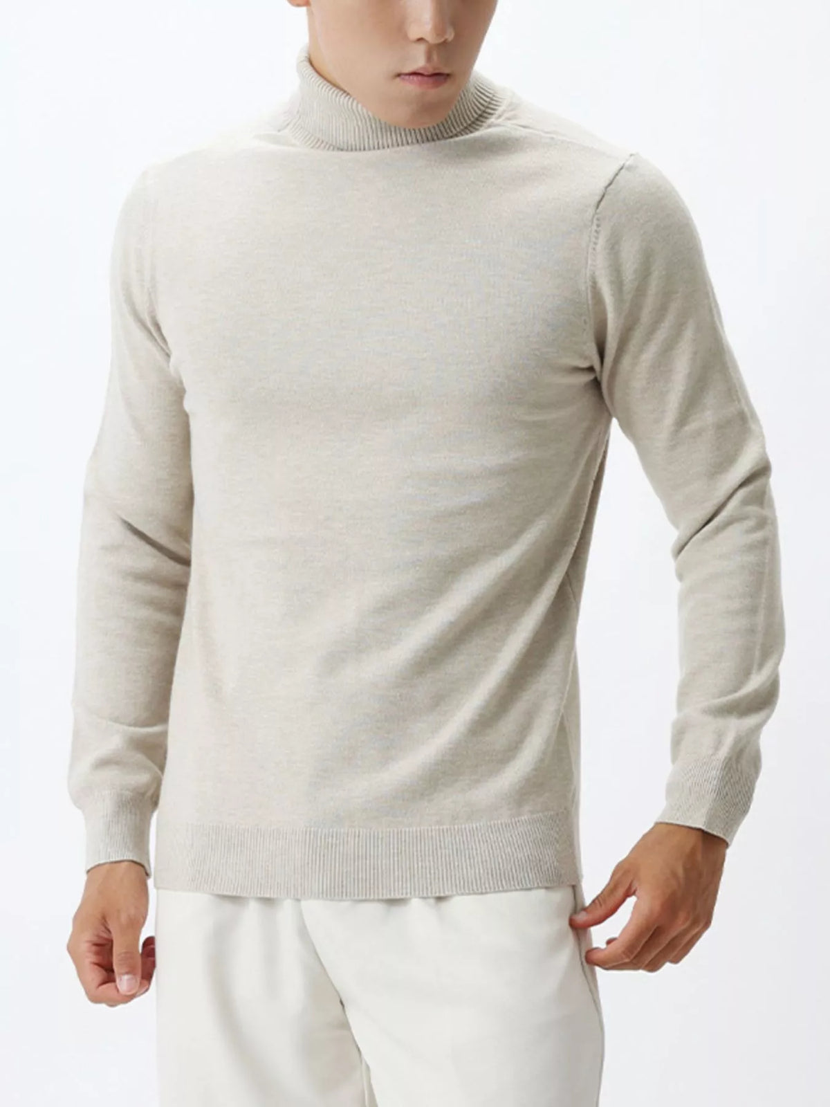 Men's Plus Size Slim-Fit Ribbed Turtleneck Sweater