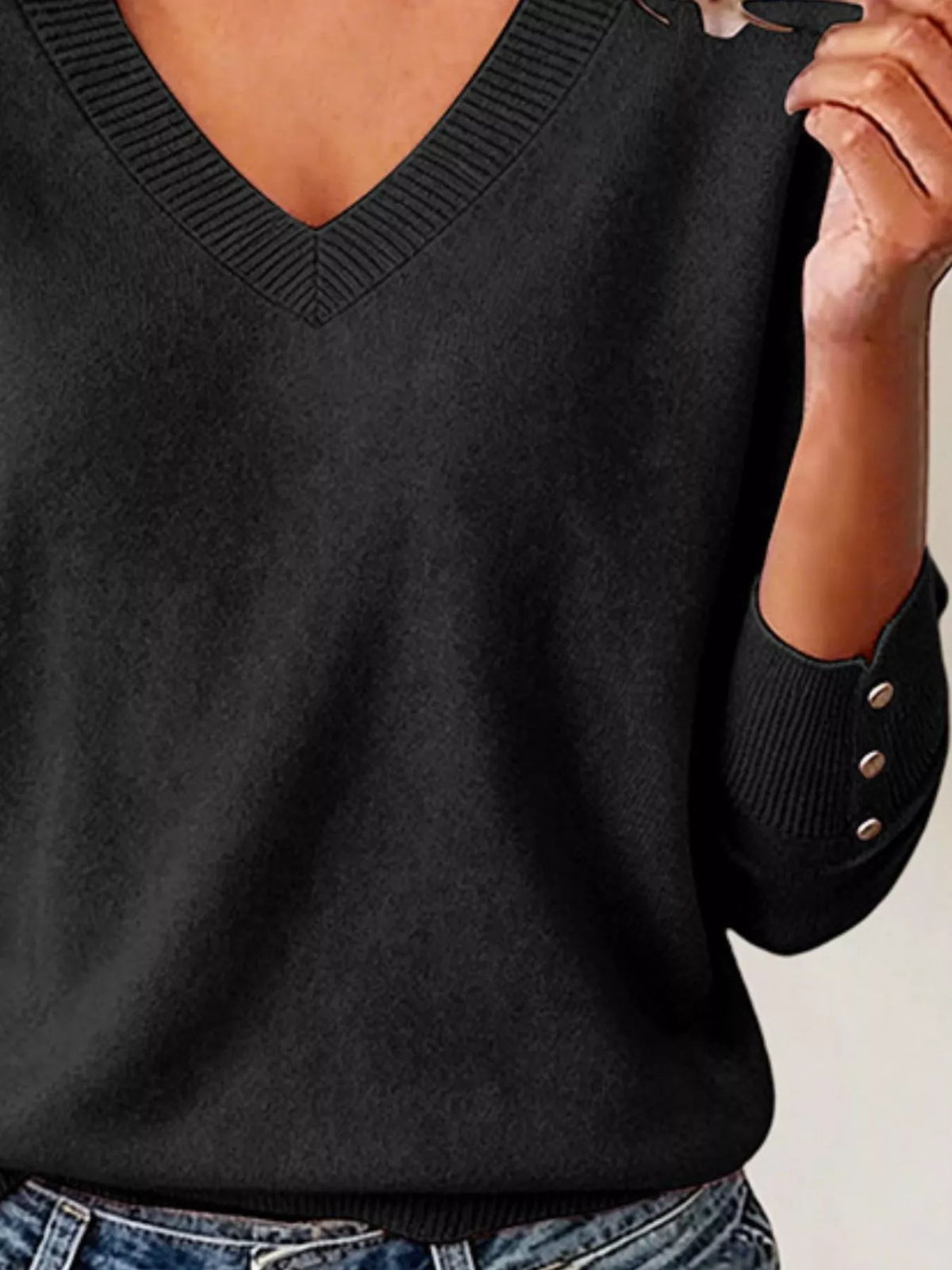 V-Neck Long Sleeve Sweater w