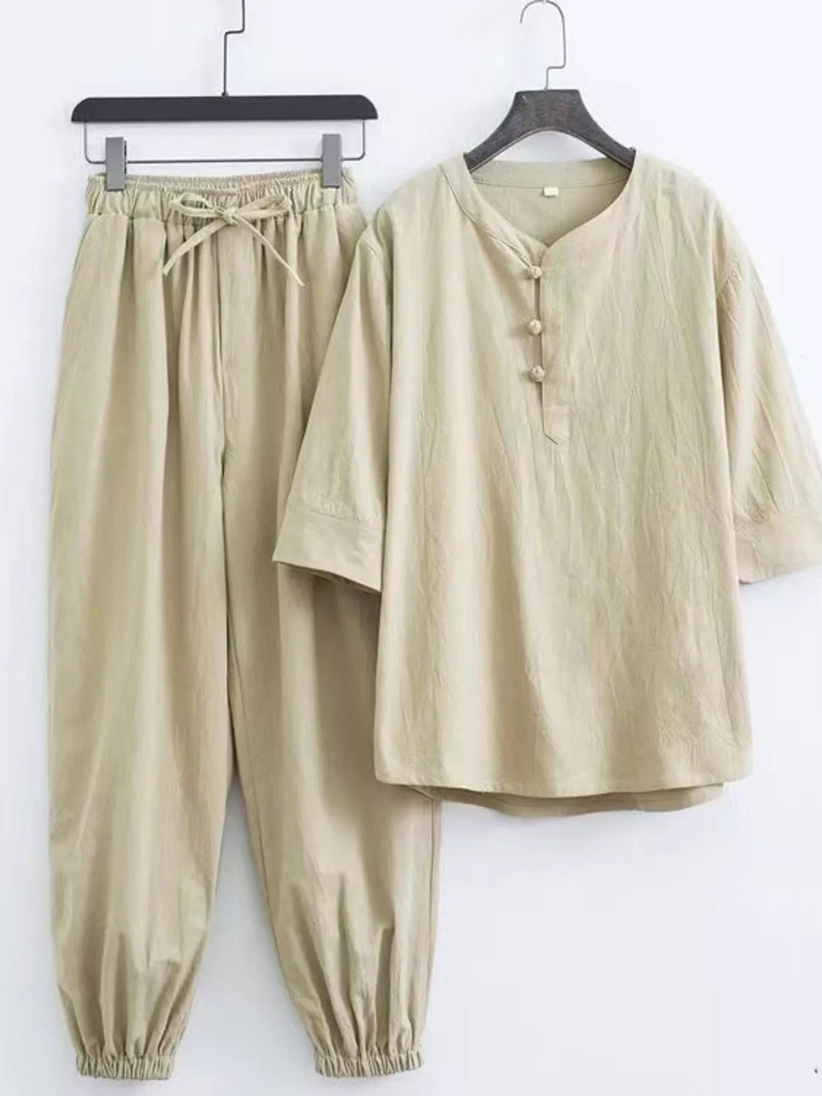 Men's Plus Size Chinese Style Top and Pants Set - Lilixa.store