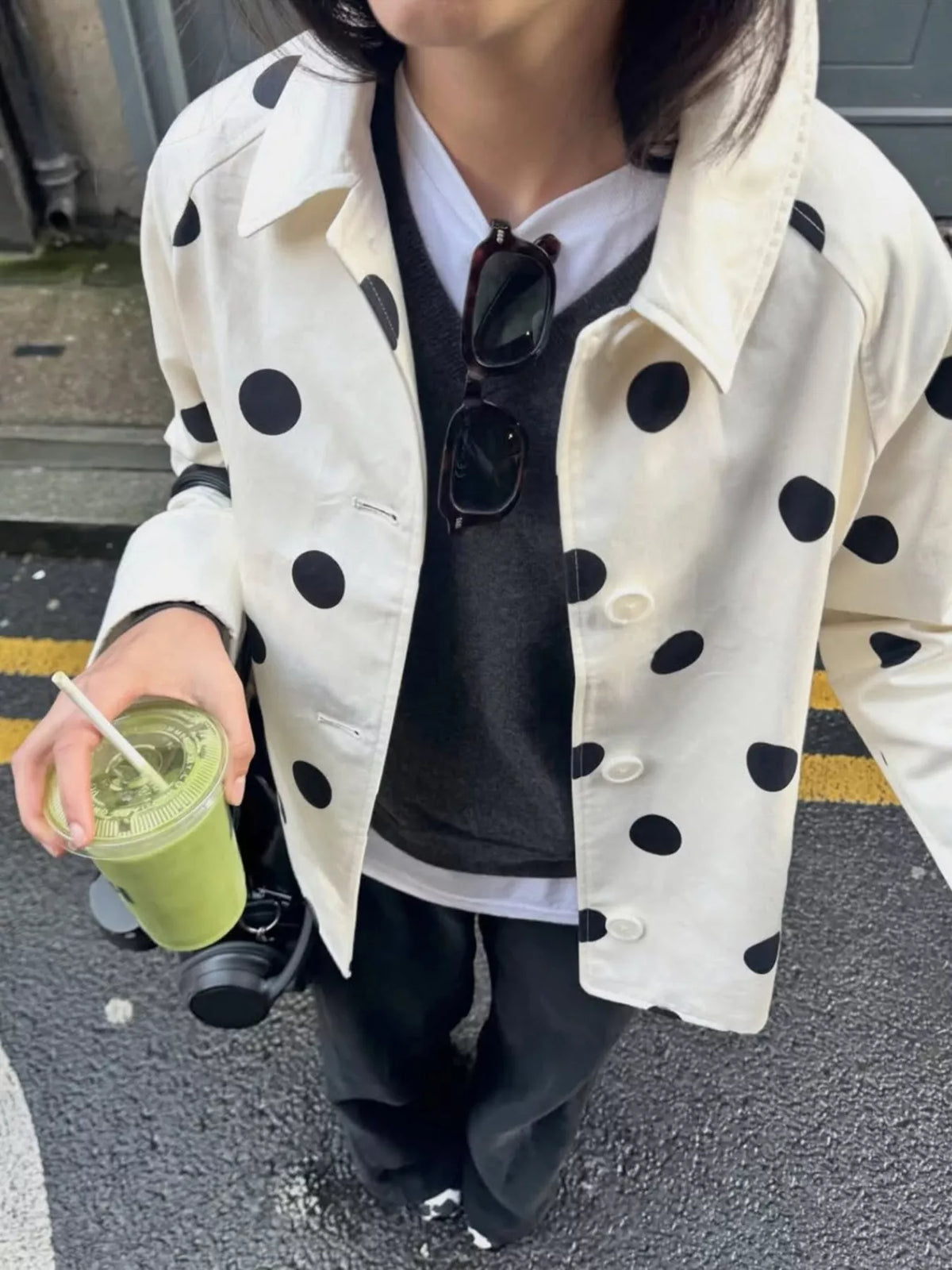 Polka Dot Button-Down Jacket - Lilixa.store