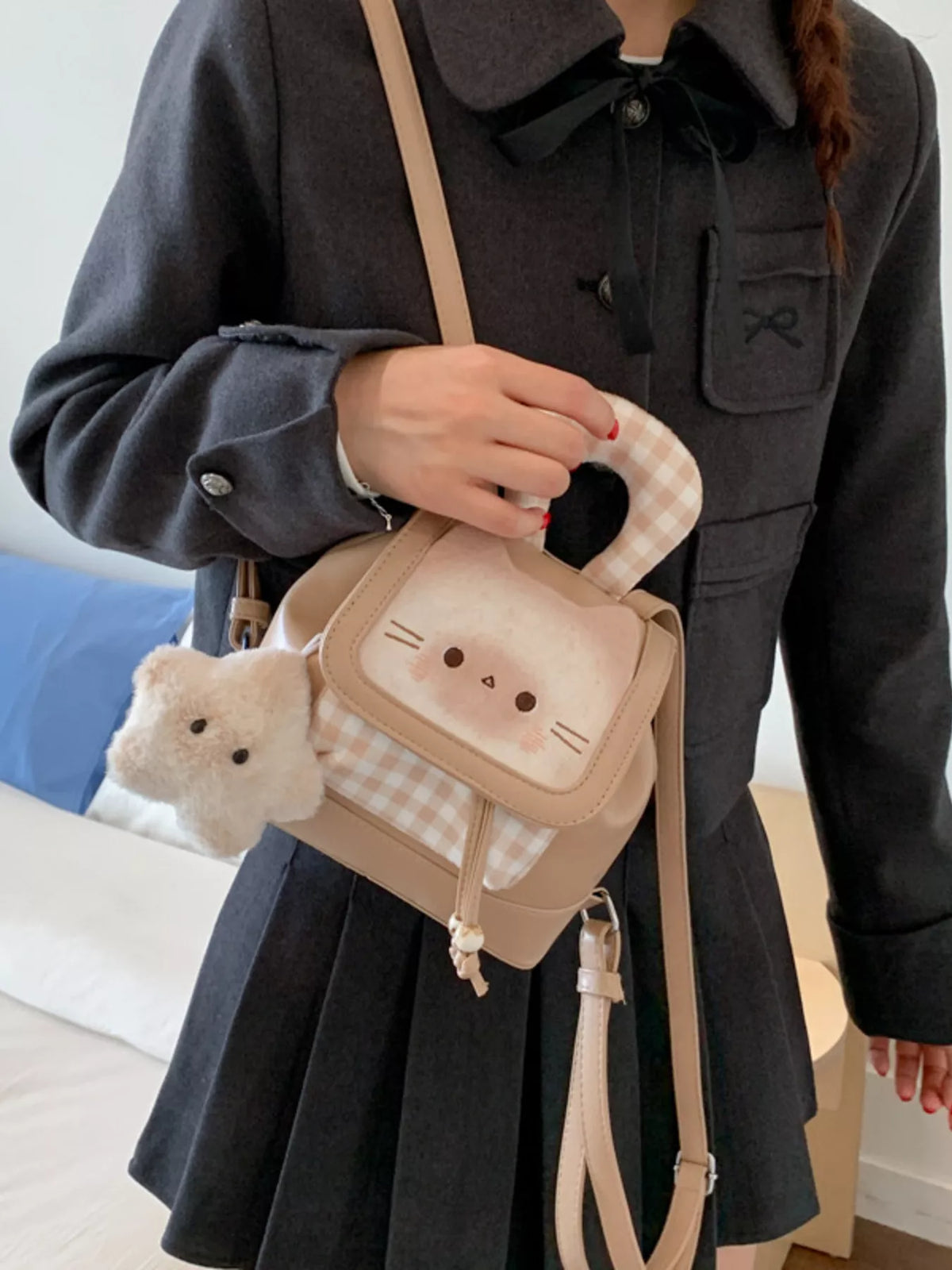 Cat Plaid Backpack Bag - Lilixa.store